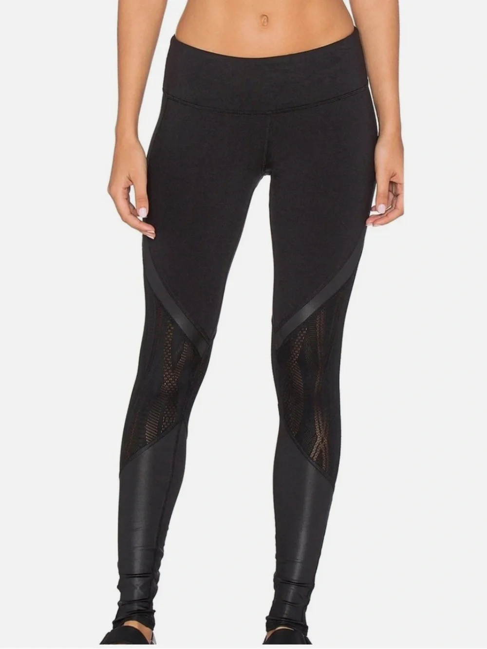 ALO Black Vitality Legging Lively Lace Sheer Mesh Size M